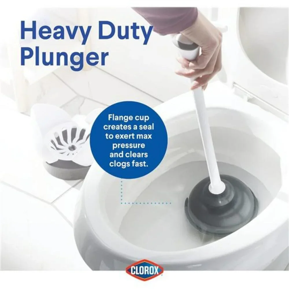 Clorox Toilet Plunger with Holder Heavy Duty Bathroom Caddy Organizer Set